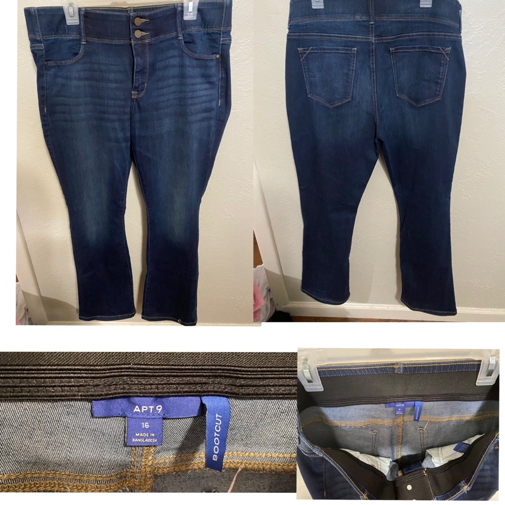 Apt 9 women’s jeans with tummy control. Size 16. Bootcut